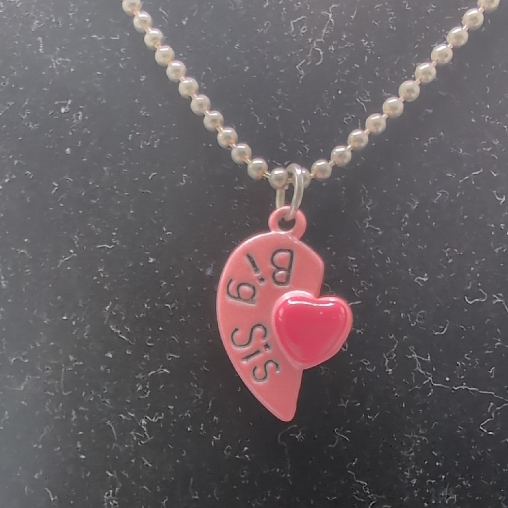 Pink 'Lil Sis' Heart Necklace
